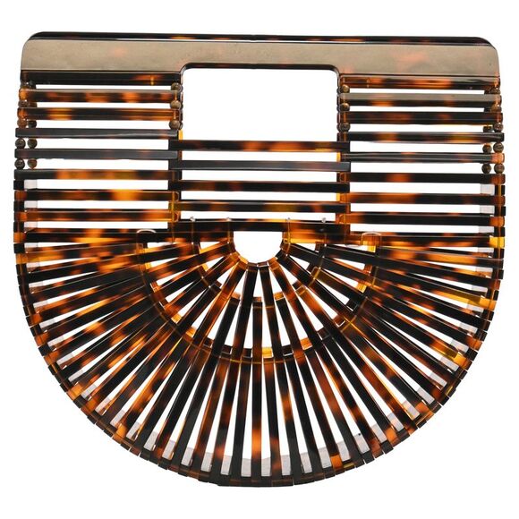 Cult Gaia Ark Tortoise Handle Bag in Brown Acrylic